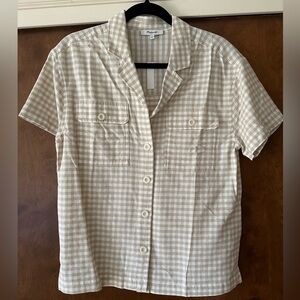 NWT Madewell Small gingham short sleeve collared button shirt
